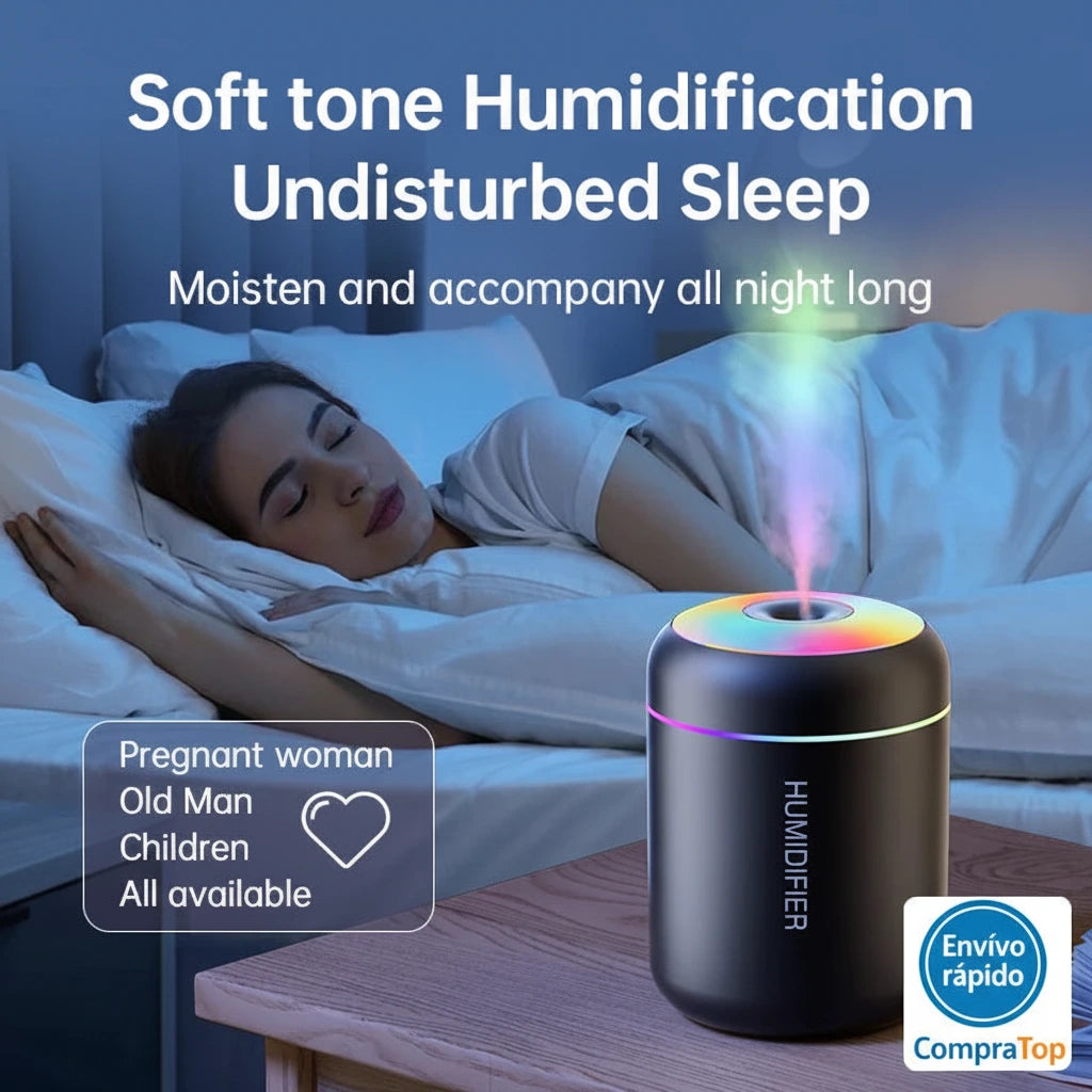 Mini Humidificador Difusor de Aromas 180ml USB - Purificador de Aire con Luces LED