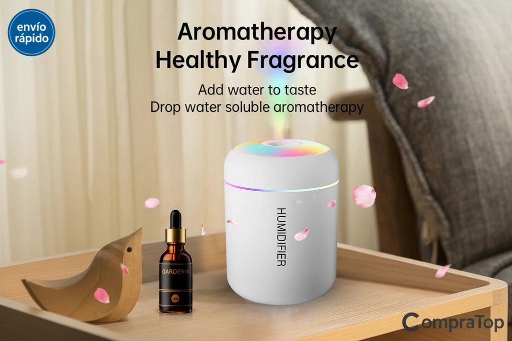 Mini Humidificador Difusor de Aromas 180ml USB - Purificador de Aire con Luces LED